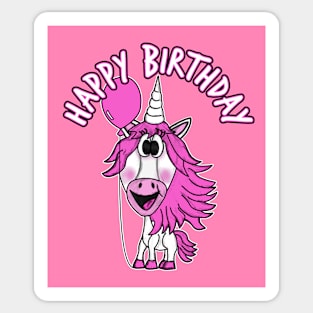 Happy Birthday Unicorn Lover Girl Horse Funny Sticker